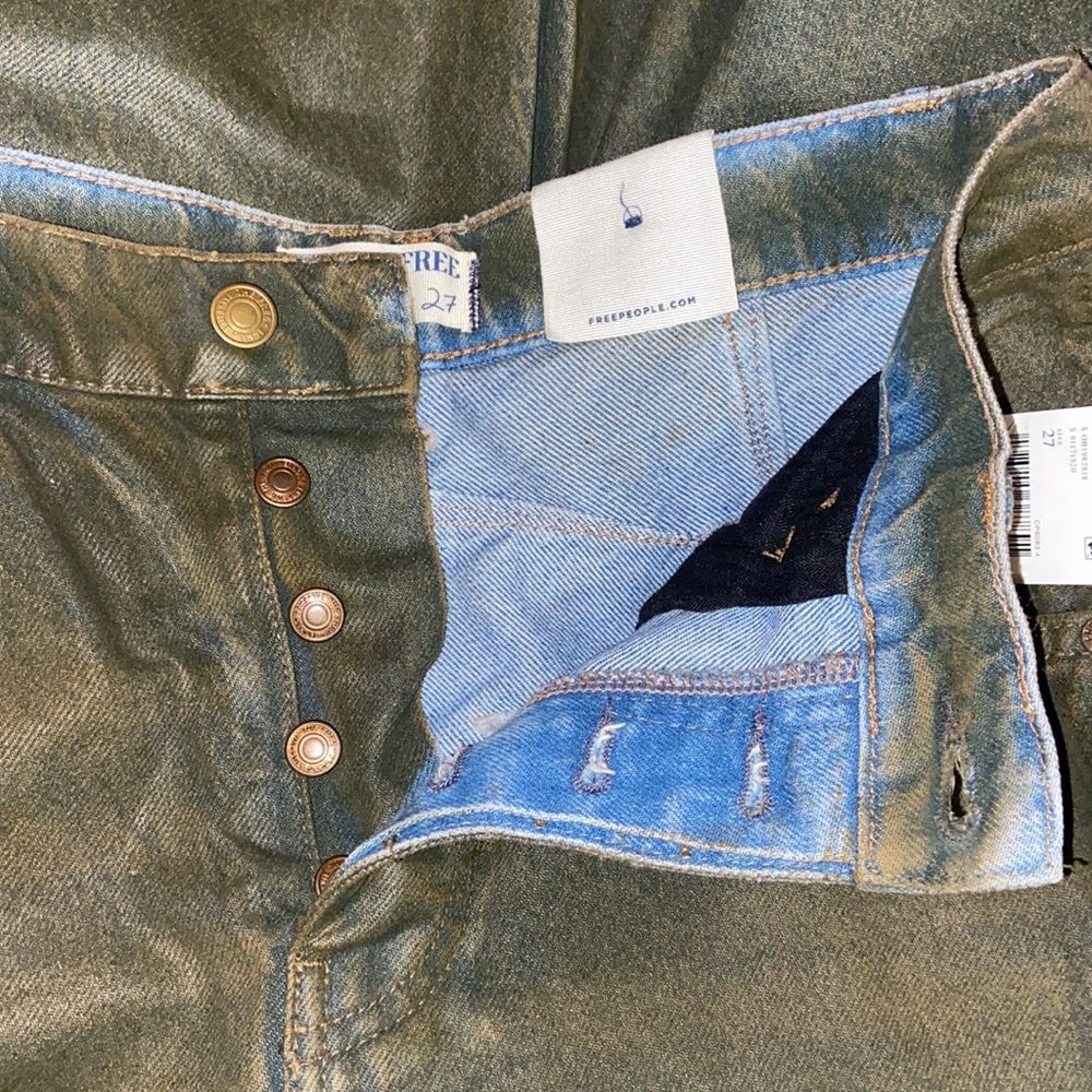 Free people Good luck coated brown high waist ankle barrel jeans - Picture 4 of 6